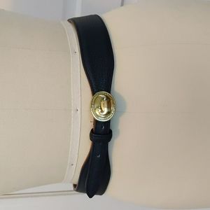 Authentic brass buckle navy and brown leather Dooney Burke belt
